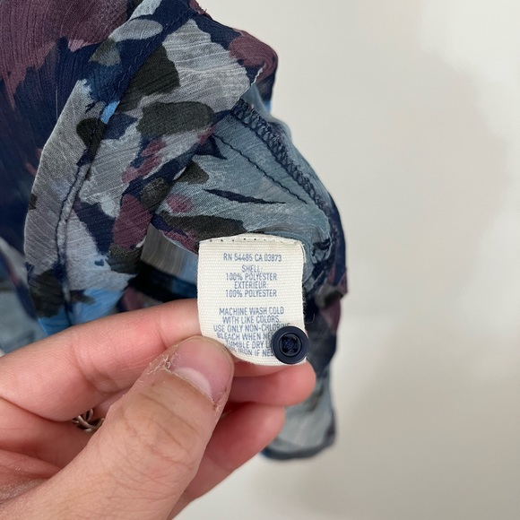 Aerie Sheer Peplum Style Blue Purple Floral Print Tank Top - Picture 6 of 7